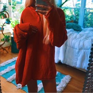 blood orange chunky henley sweater